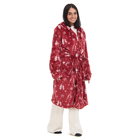 Snuggs Blanket Robe Red Tree Christmas